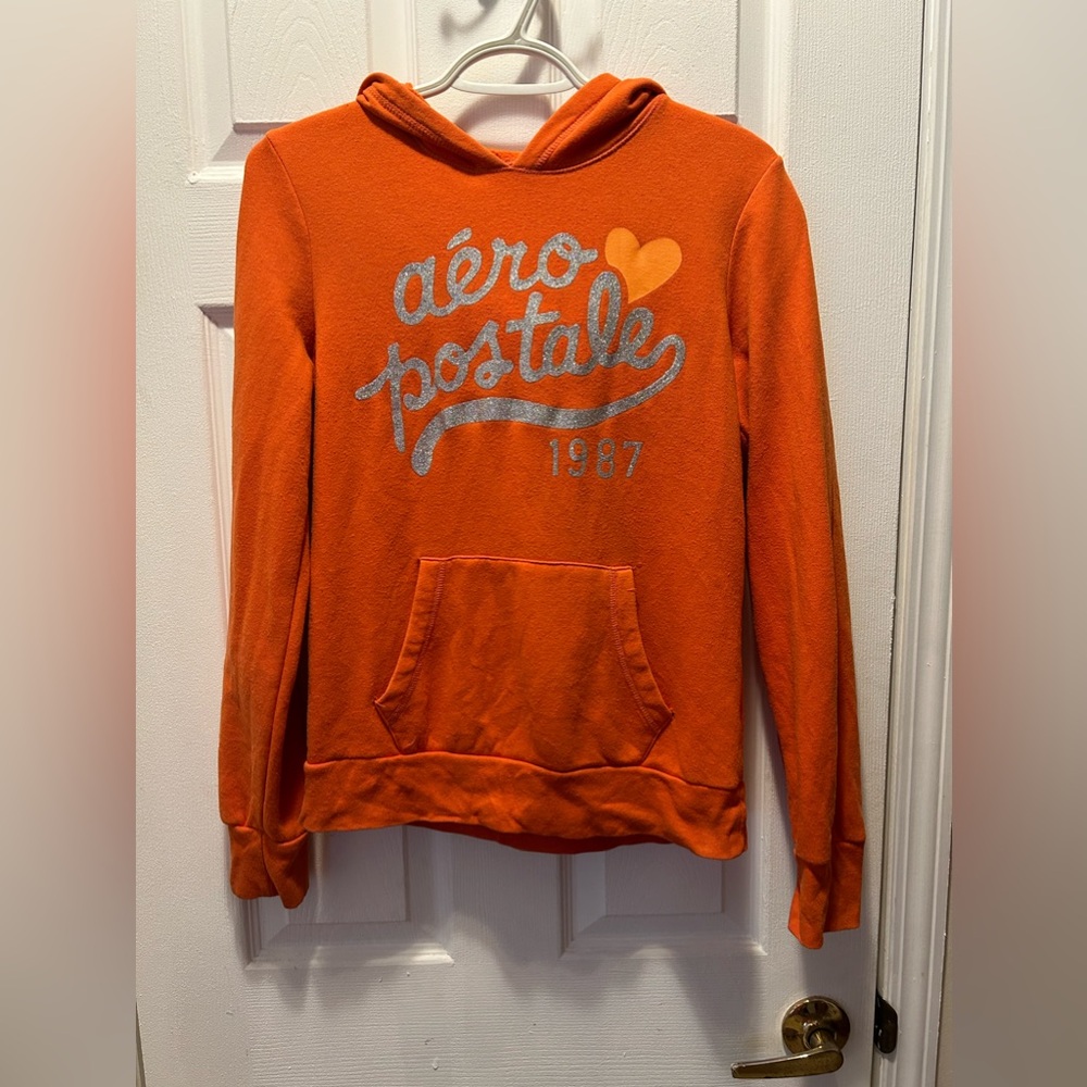 Aeropostale Y2K orange pullover‎ hoodie medium